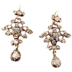Victorian Diamond Gold Pendant Earrings 11