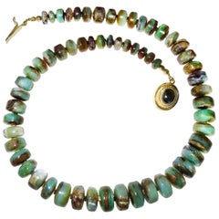 Green and Brown Graduated Rondels of Peruvian Opal Necklace