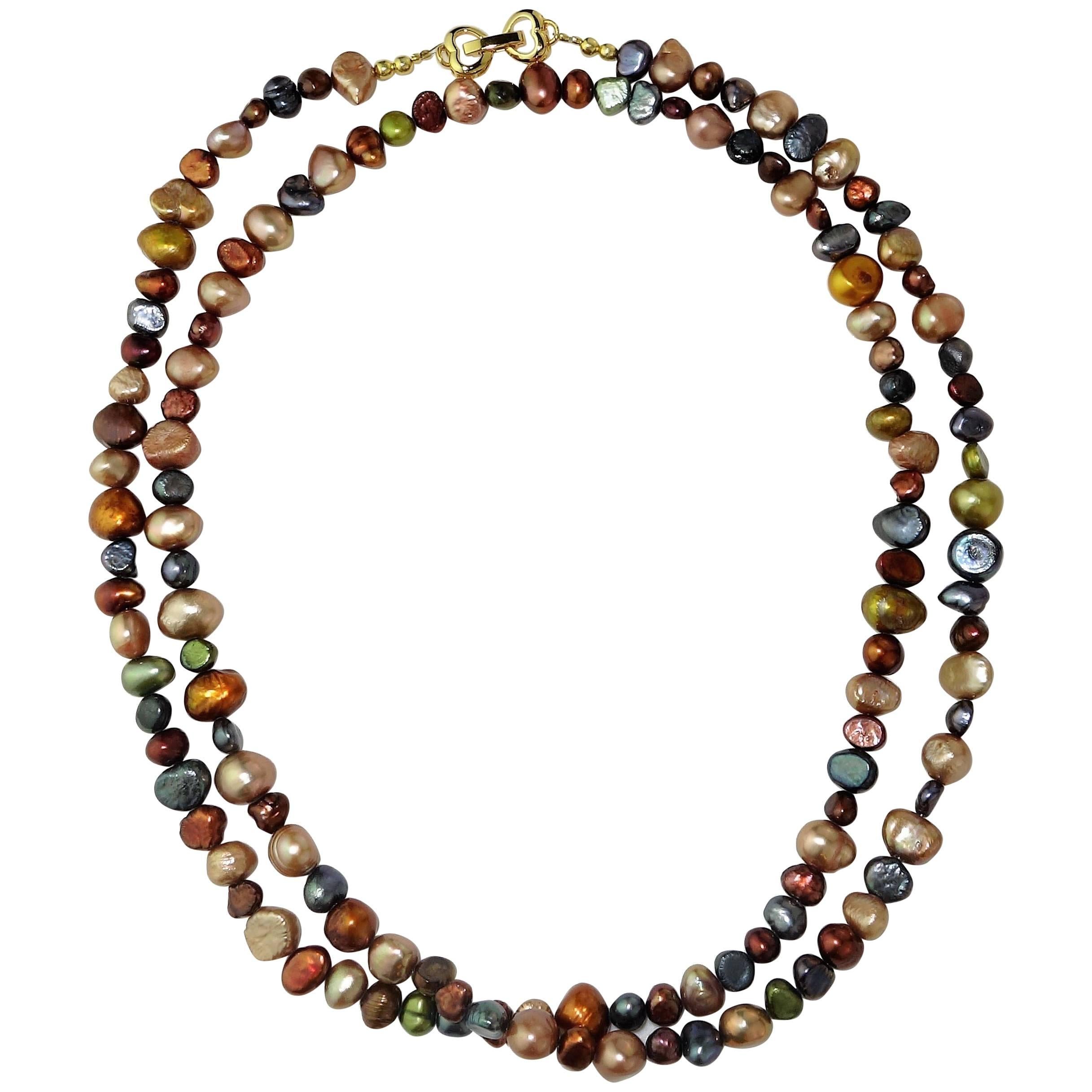 Deep Multi Color Jewel Tone Freshwater Pearl Necklace
