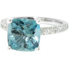 Lizunova Aquamarine and Diamond White Gold Engagement Ring 3