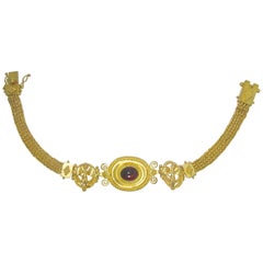 Lalaounis Garnet Unusual Woven Gold Bracelet 3