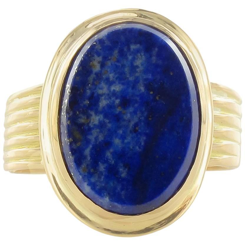 19th Century Unisex Gold Natural Lapis Lazuli Ring