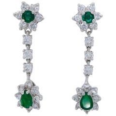 Emerald and Diamond 1.00 Carat Drop Earrings 5