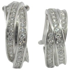 Pair of Cartier Diamond 18 Karat white Gold Trinity Hoop Earrings