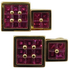 Square Ruby Gold Cufflinks