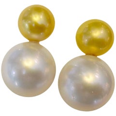 Michael Kneebone Golden and White South Seas Pearl Earrings