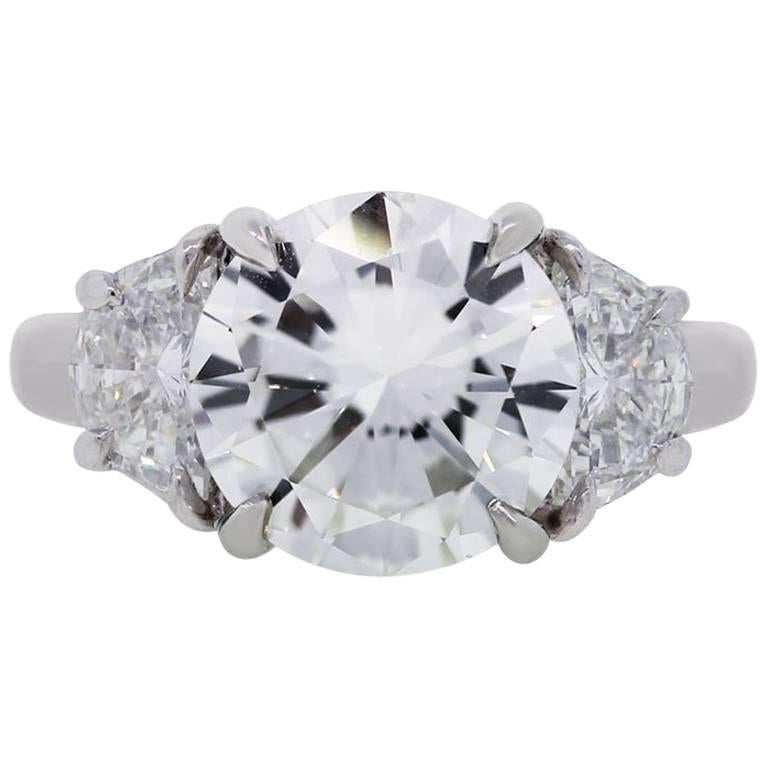 GIA Certified 3.45 Carat Round Brilliant Diamond Engagement Ring