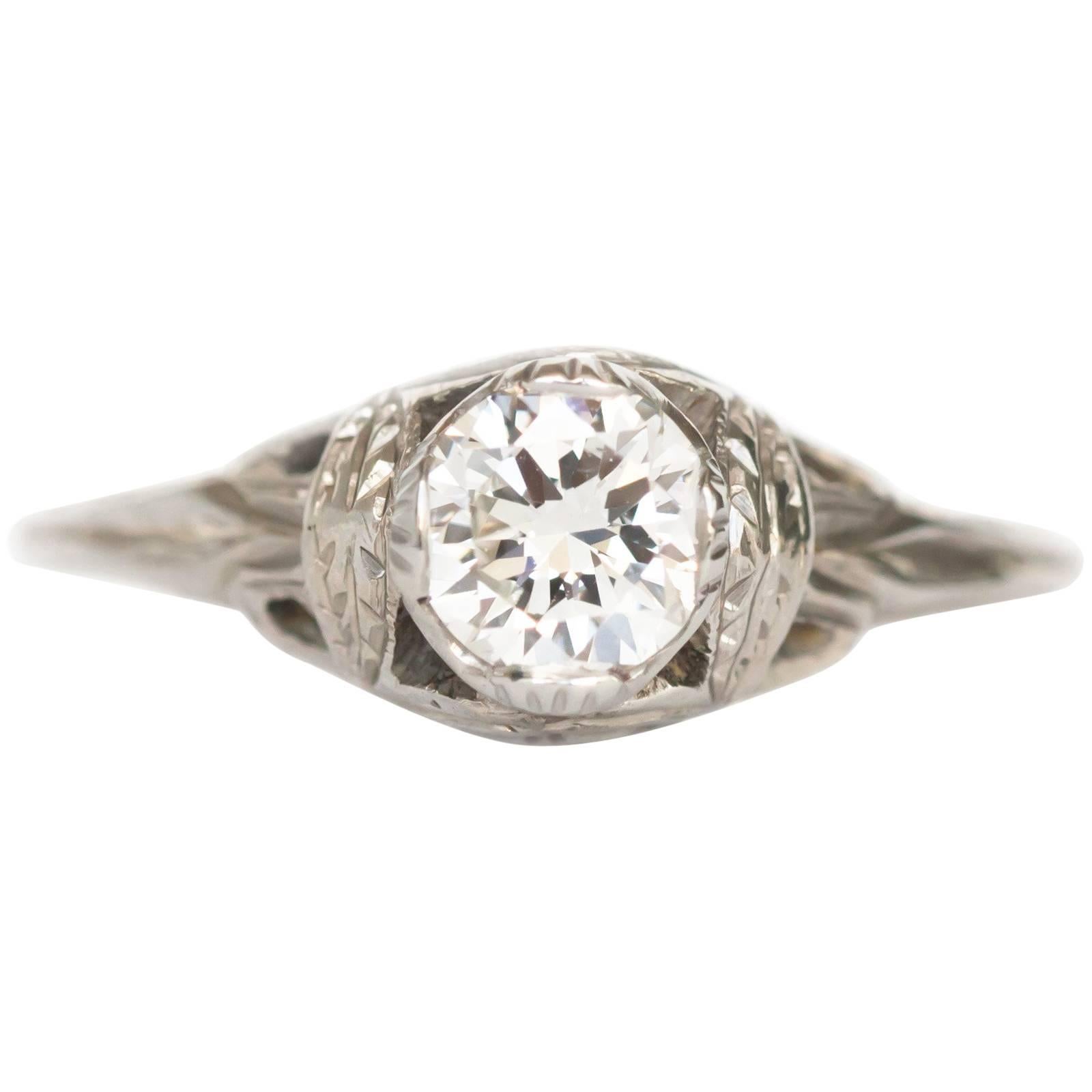 GIA Certified 0.48 Carat Diamond Platinum Engagement Ring