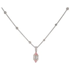 Charles Krypell Diamond, Pink Diamond and Platinum Necklace