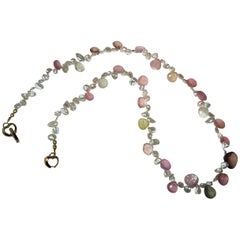 Choker of Multi-Color Natural Sapphire Biolettes and Freshwater Pearls 12