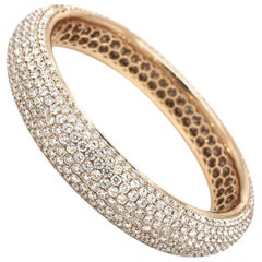 Wide Diamond Pave Rose Gold Bangle Bracelet