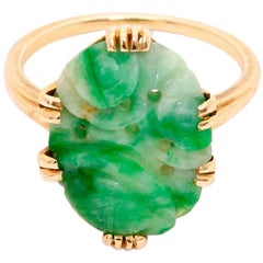14 Karat Yellow Gold Jade Ring