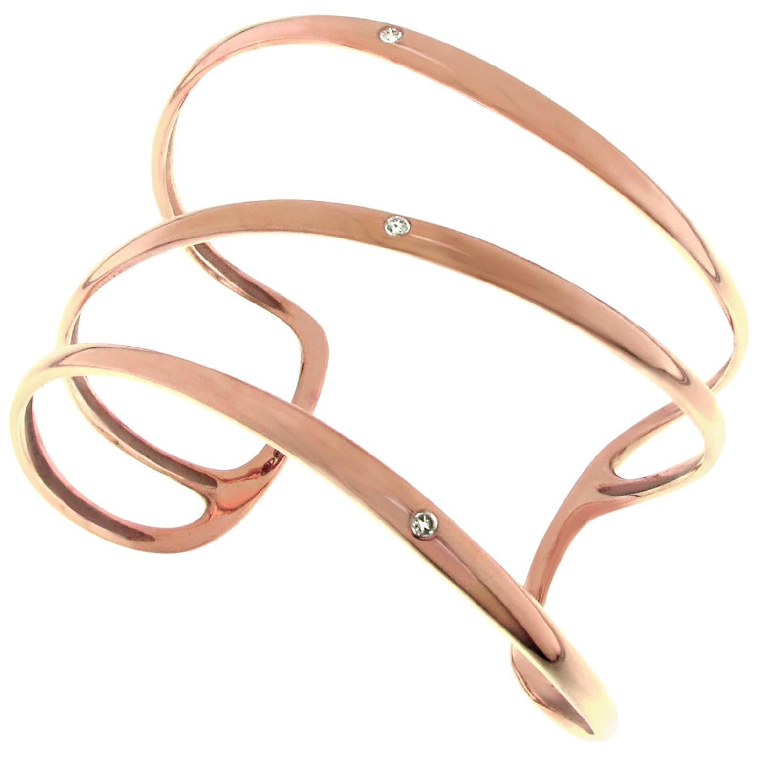 Gavello Rose Gold Diamond Cuff Bracelet For Sale