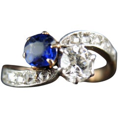 Antique "Toi Et Moi" Rose Gold Ring with Diamonds, circa 1900