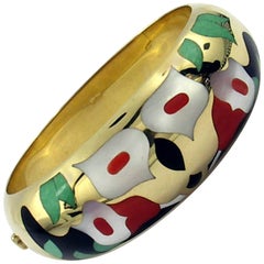 Asch Grossbardt Gold Bracelet with Aventurine, Coral, Mother-of-Pearl and Onyx