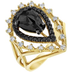 2.86 Carat Black Diamond Cocktail Ring 5