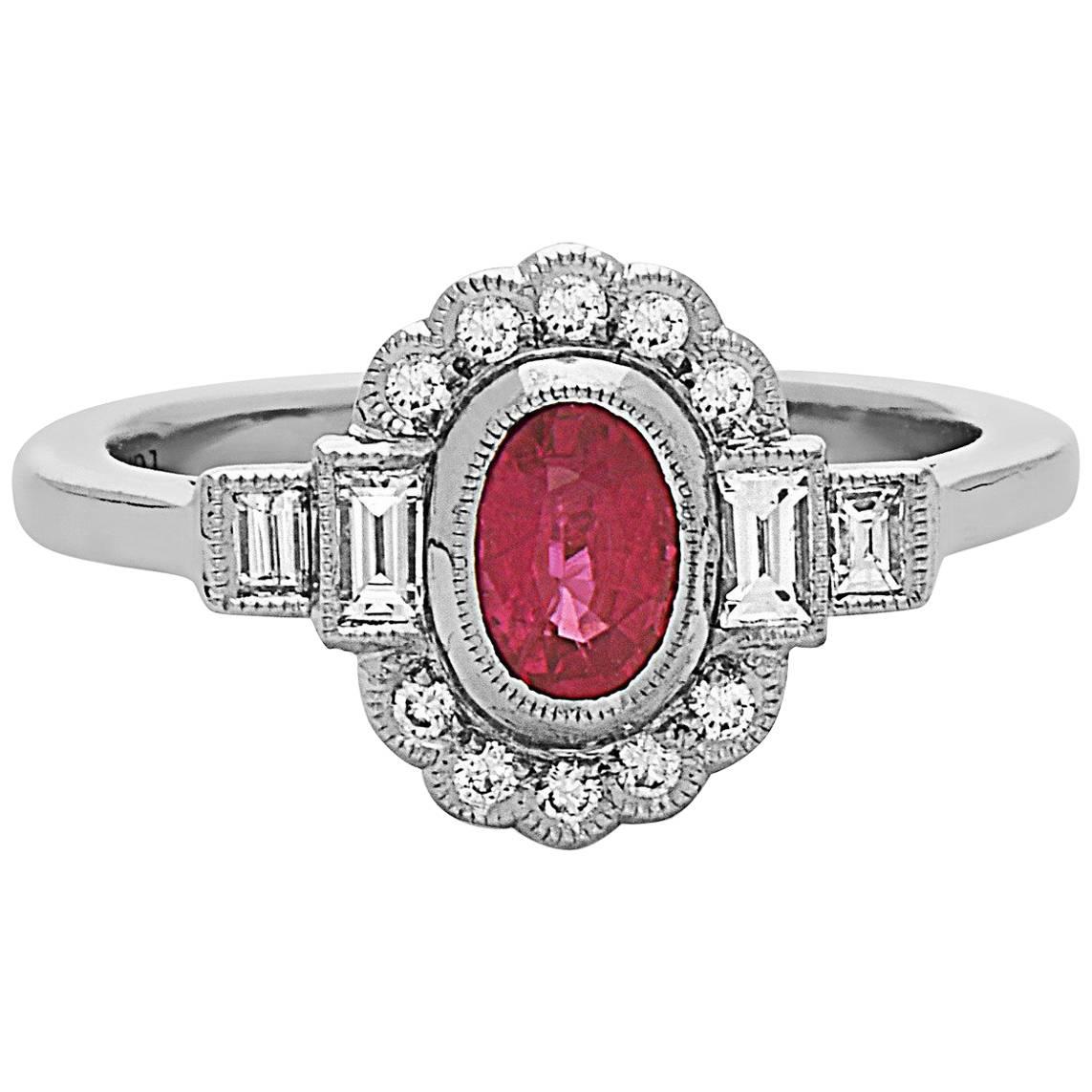 Emilio Jewelry Oval Ruby Diamond Ring
