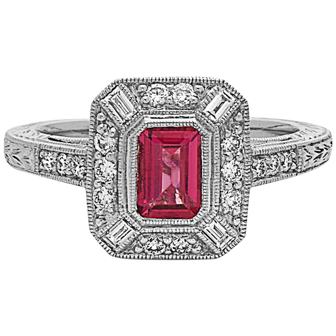 Emilio Jewelry Pink Tourmaline Diamond Ring
