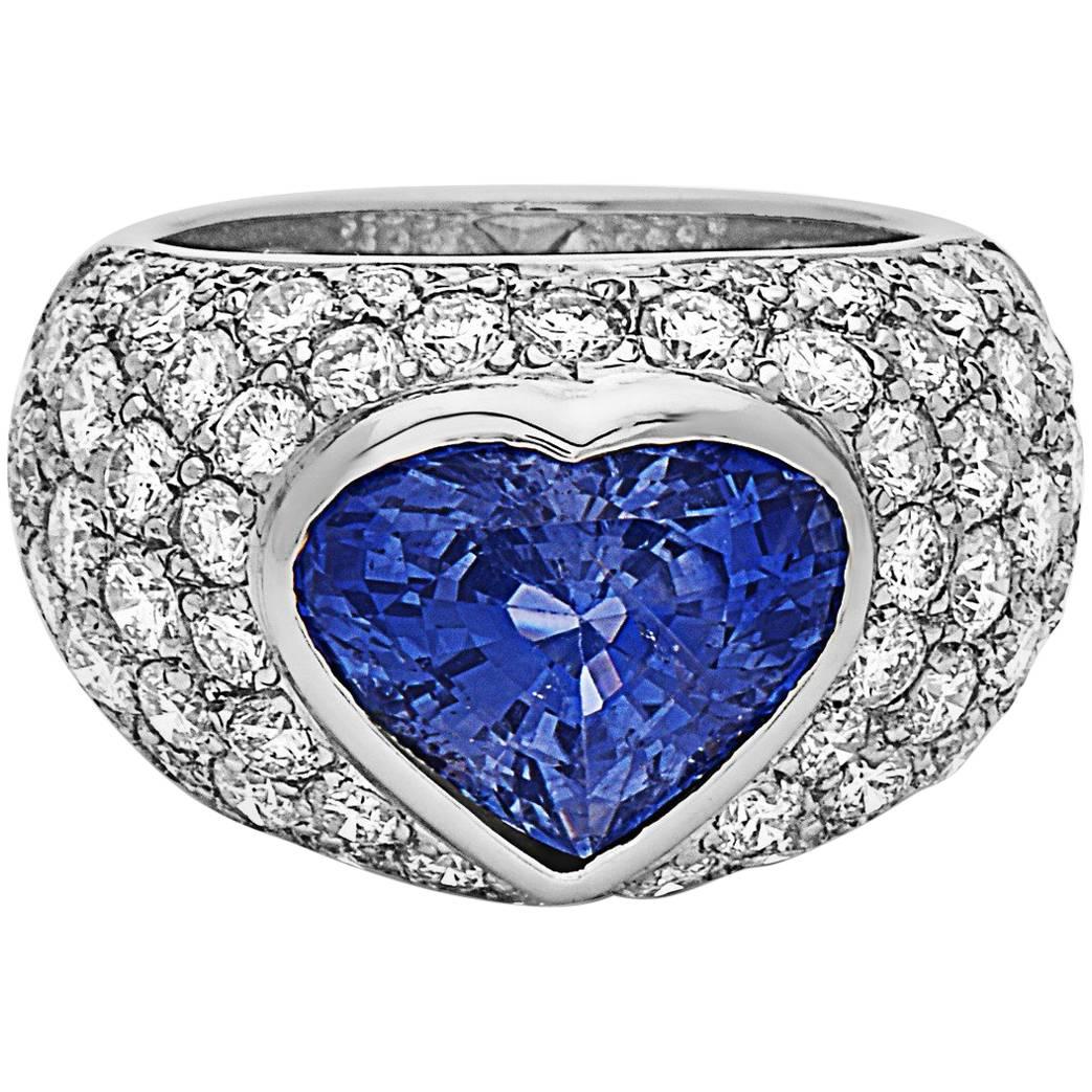 Approx 7.65 Carat Heart Sapphire Diamond Ring