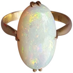 Antique Art Deco Australian Opal Gold Solitaire Ring
