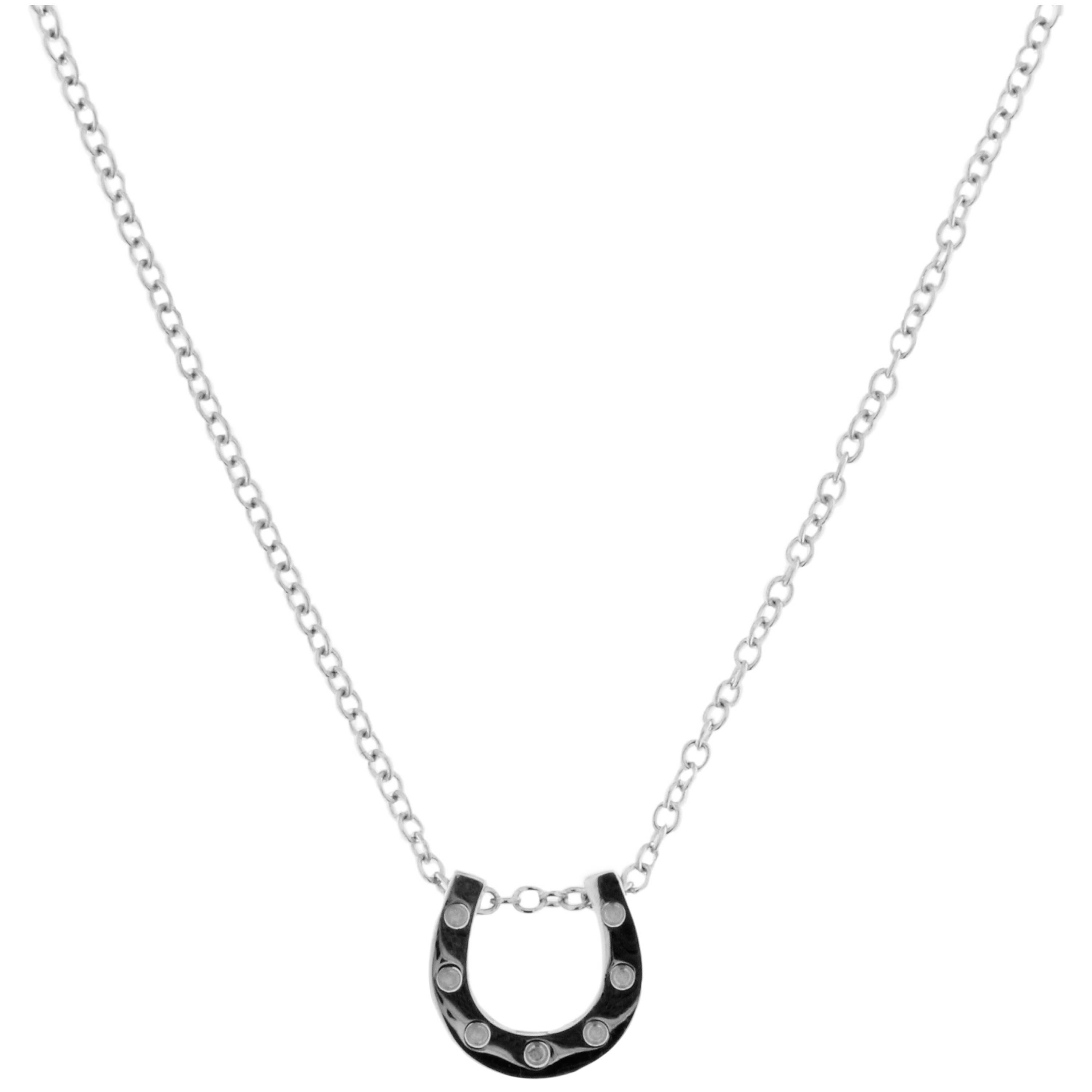 Alex Jona Horseshoe 18 karat White Gold Sliding Pendant Necklace For Sale