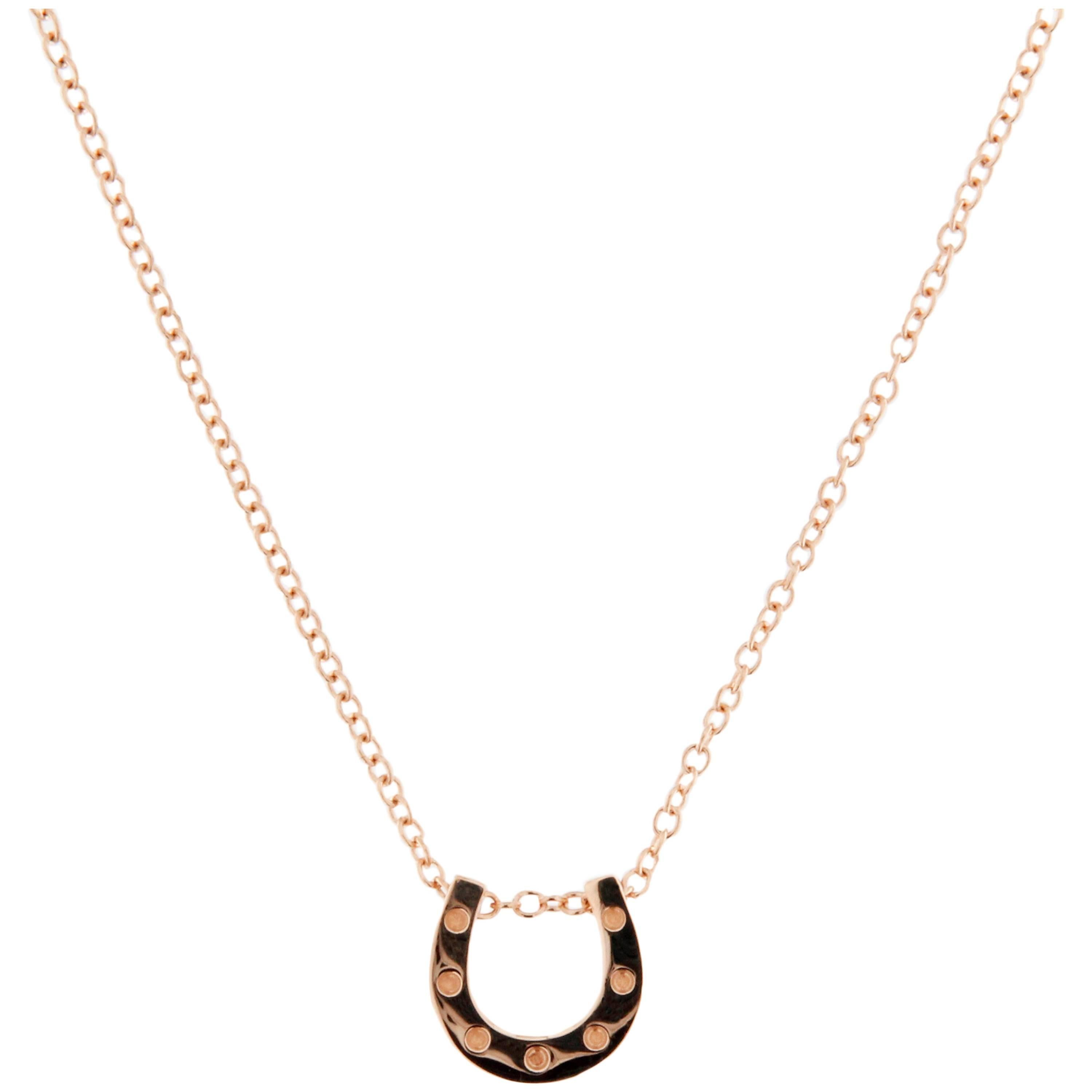 Alex Jona 18 Karat Rose Gold Horseshoe Sliding Pendant Necklace For Sale