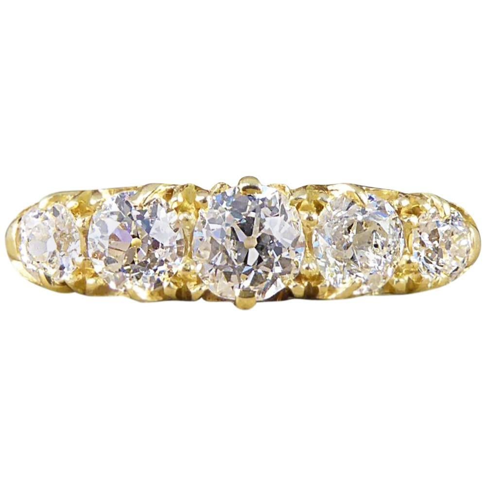 Antique Late Victorian Diamond Five-Stone Ring in 18 Carat Gold