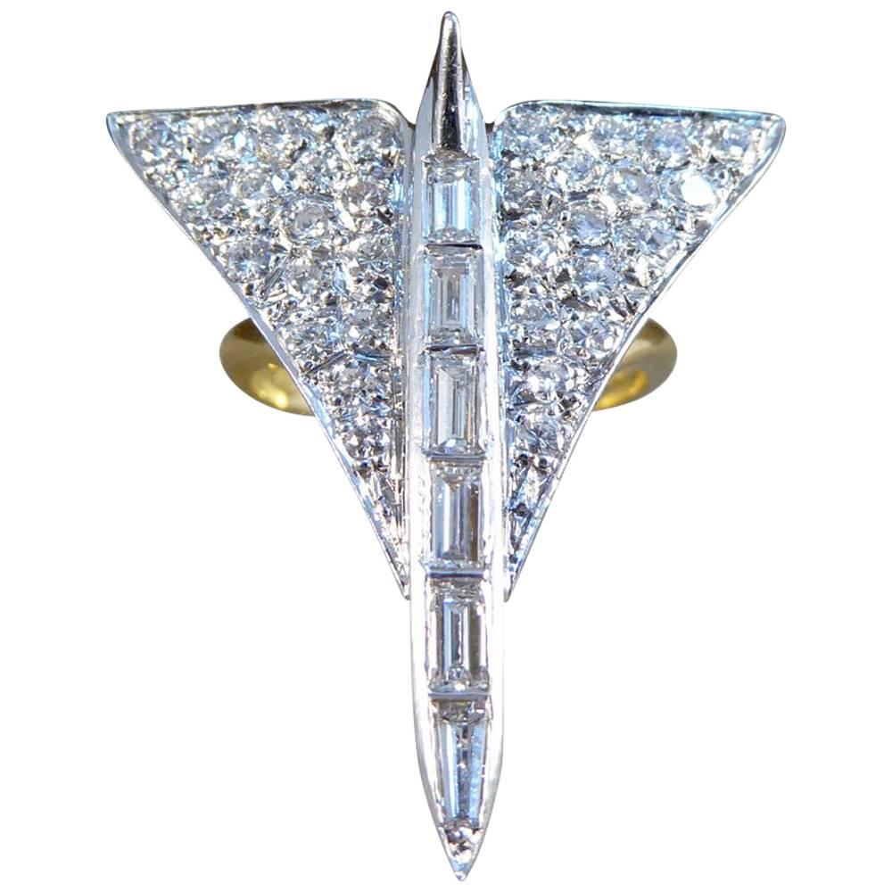 Vintage Diamond Concorde Ring in Platinum and 18 Carat Gold
