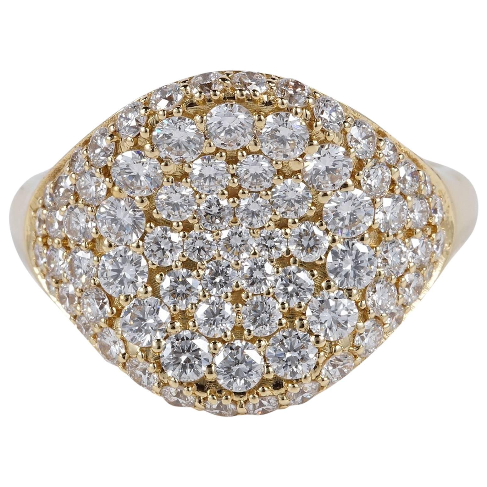 2.0 Carat Diamond Exclusive Signet Ring For Sale