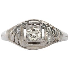 Antique .20 Carat Diamond White Gold Engagement Ring