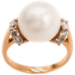 South Sea Pearl Diamond Rose Gold Ring 6