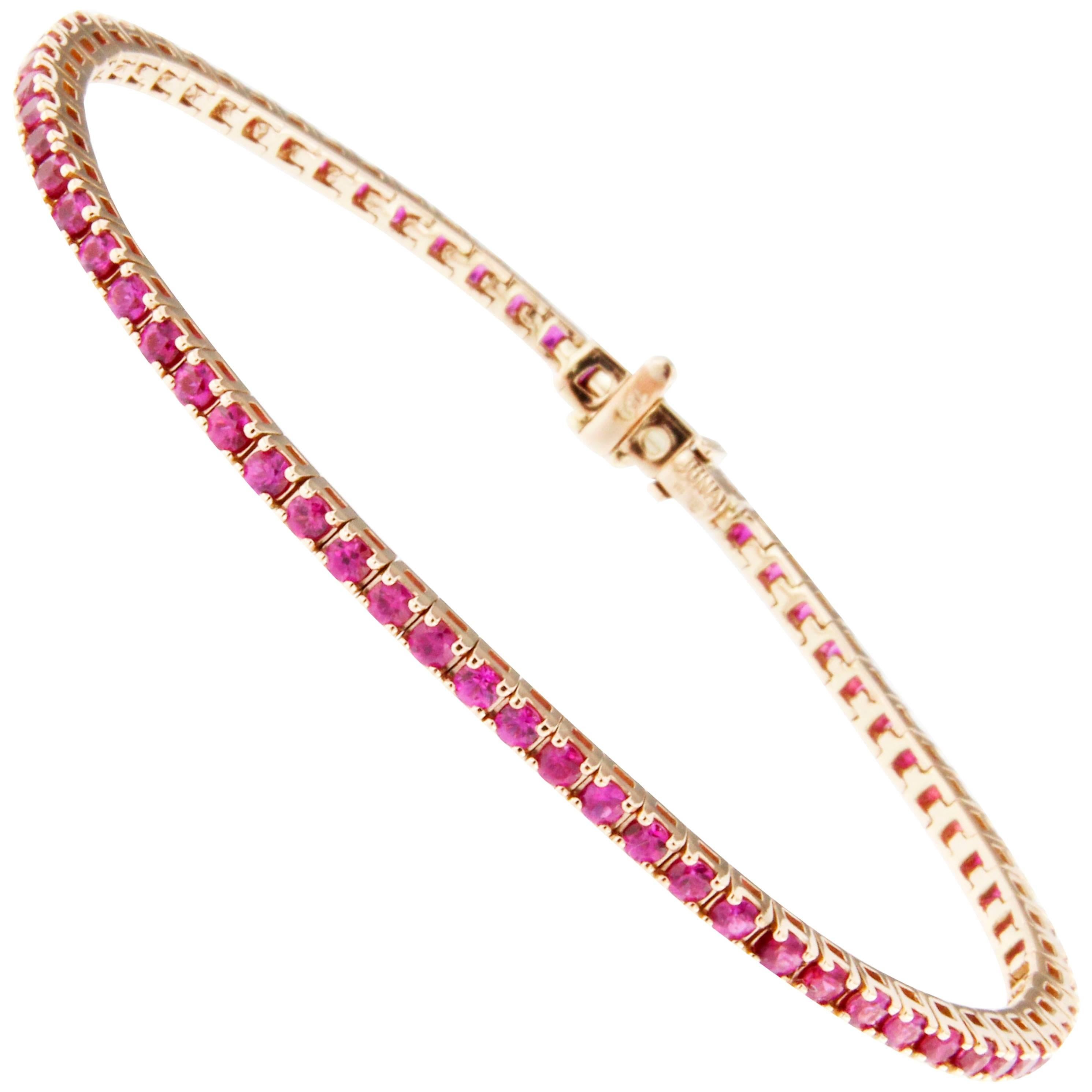 Jona Pink Sapphire 18 Karat Rose Gold Tennis Bracelet