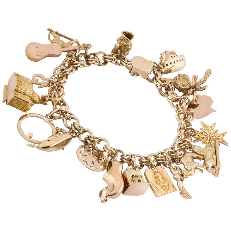 Gold Charm Bracelet at 1stDibs | mens charm bracelet, mens gold charm  bracelet, mens charm bracelet gold