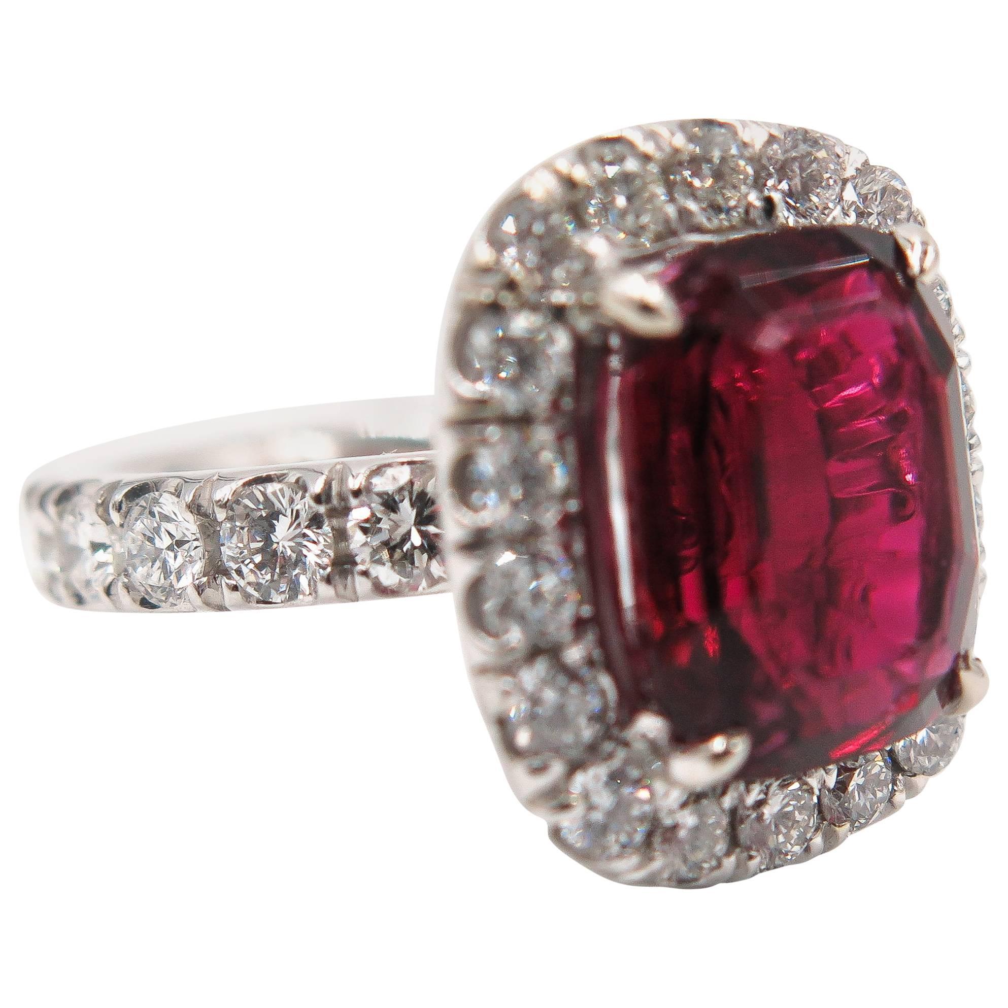 Platinum Rubellite Diamond Cocktail Ring