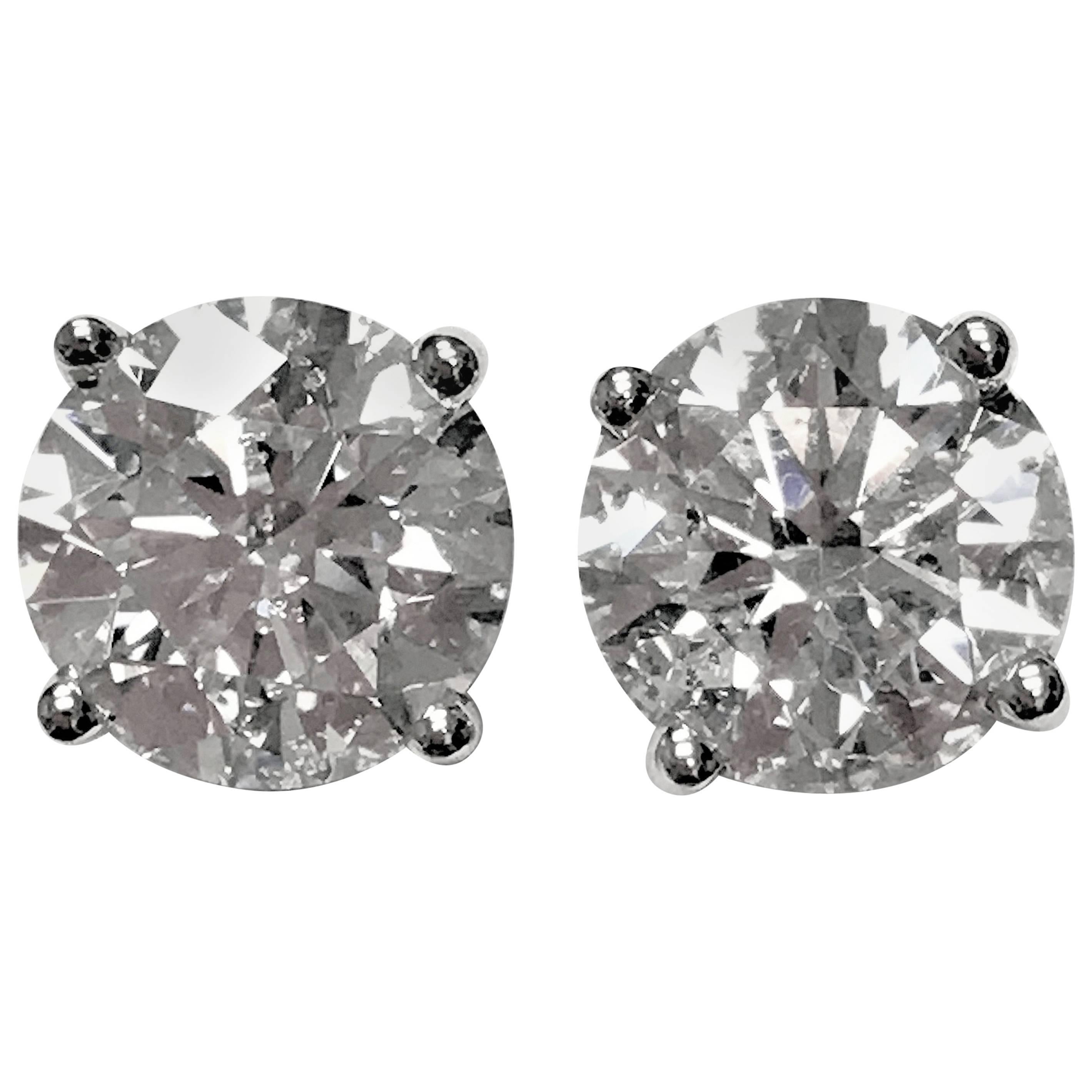 4.60 Carat Total Weight Diamond Ear Studs For Sale