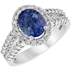 3.24 Carat Blue Sapphire Diamond Ring
