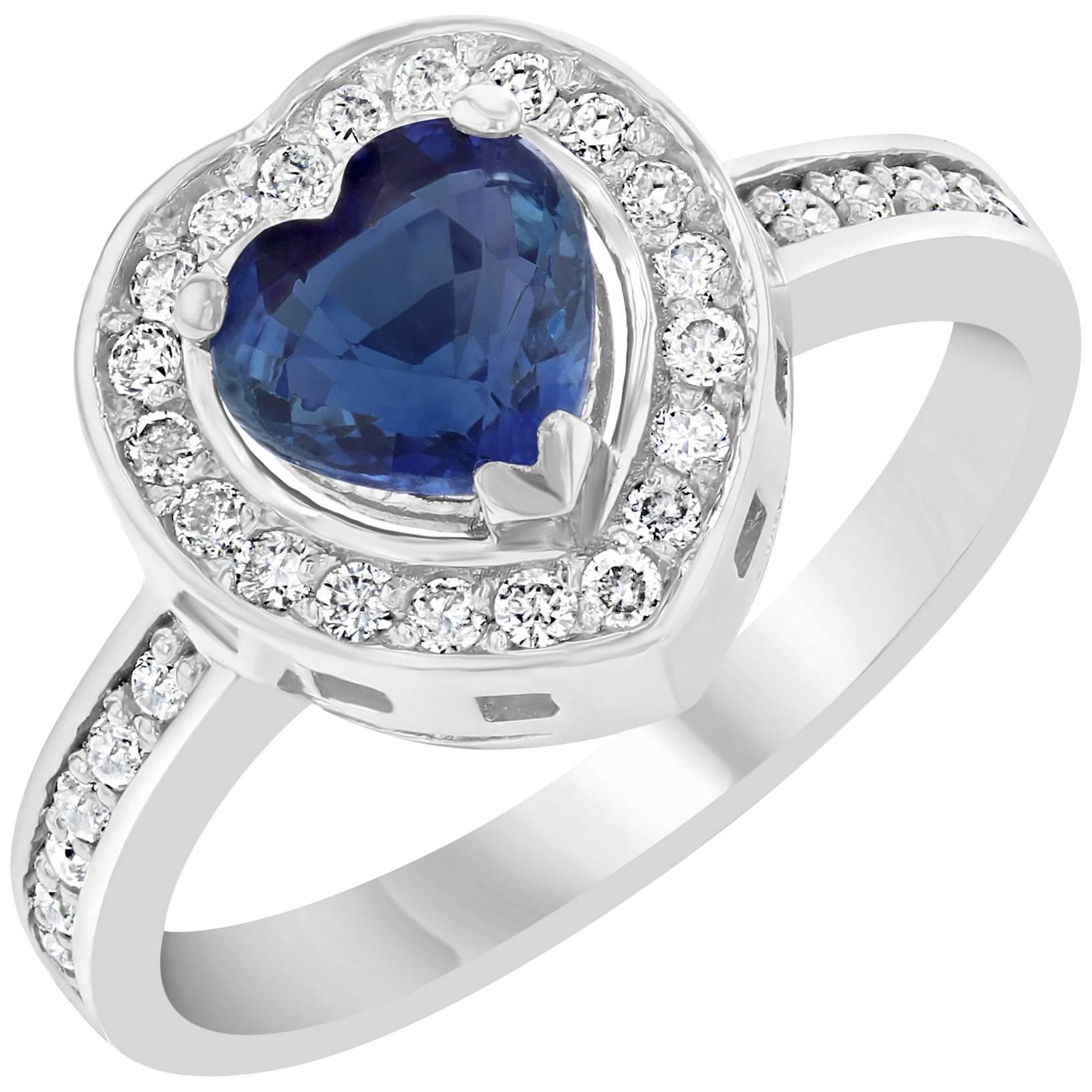 1.49 Carat Blue Sapphire Diamond Ring