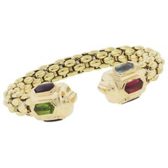 Multi Gemstone Woven Bangle