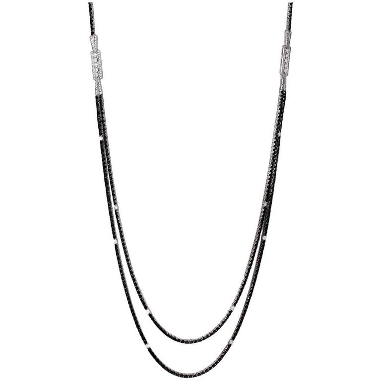 Black Diamond and White Diamond Long Station Necklace at 1stDibs