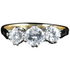 Antique Edwardian Diamond Trilogy Ring 1.70 Carat Diamond Ring Engagement Ring