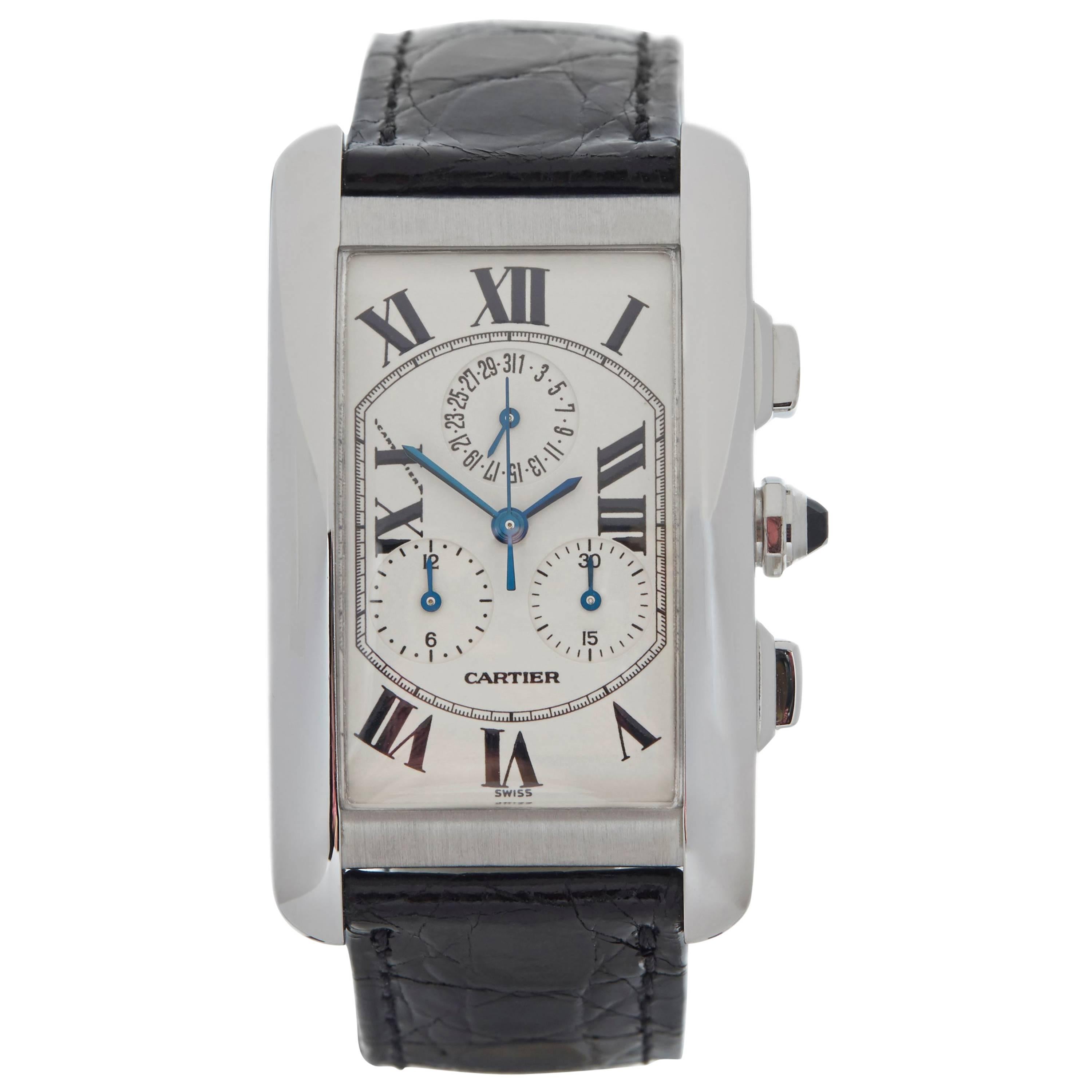 Cartier White Gold Tank Americaine Quartz Wristwatch Ref W2603356, 2000s