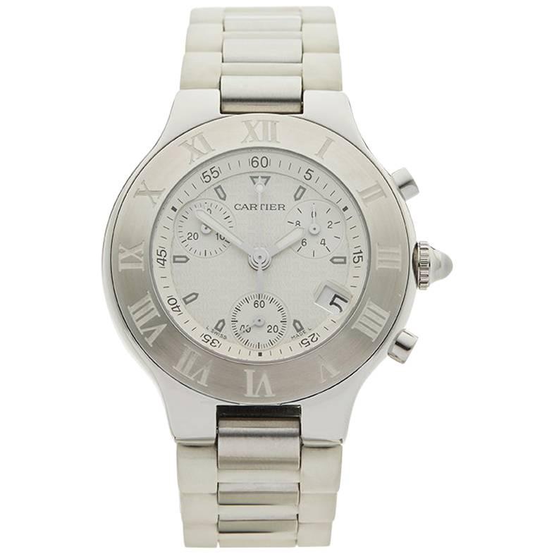Cartier Stainless Steel Must De Cartier Chronoscaph Quartz Wristwatch Ref 2424