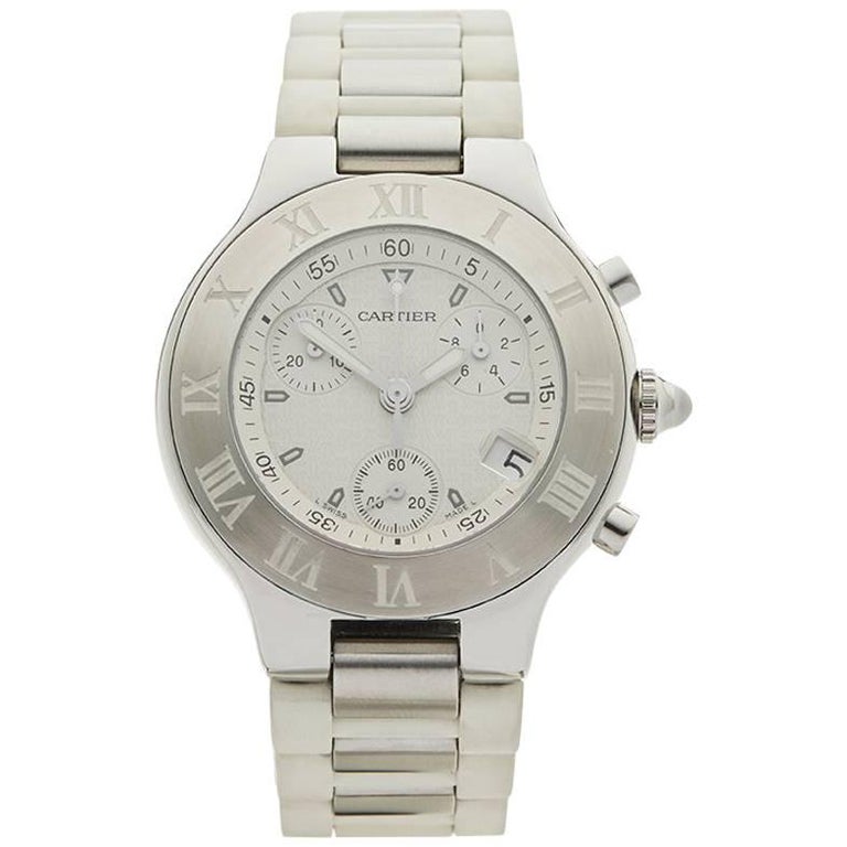 Cartier Stainless Steel Must De Cartier Chronoscaph Quartz Wristwatch ...