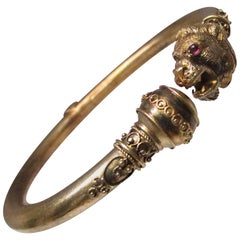 Victorian Ruby Gold Bangle Bracelet