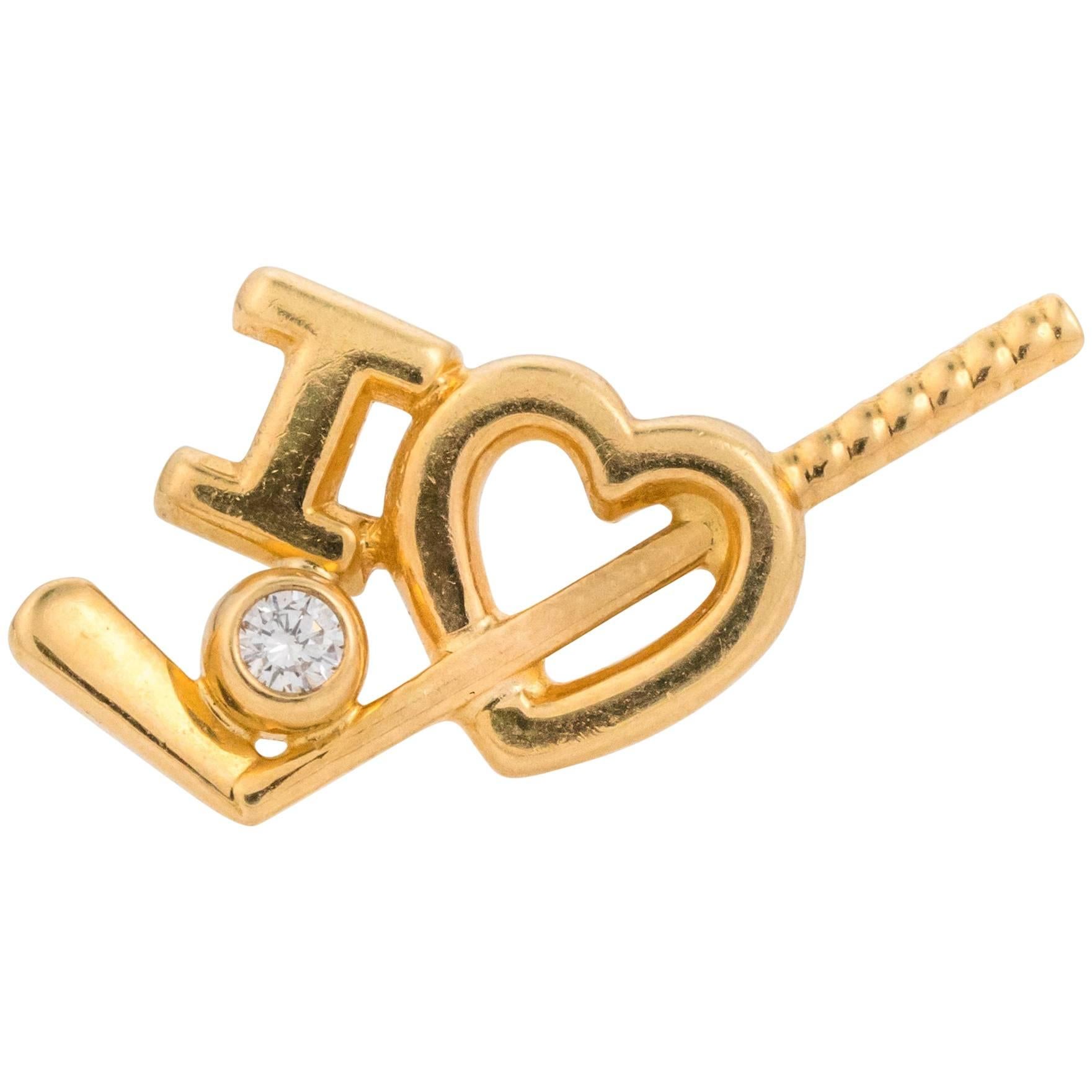 Tiffany & Co. 18K Gold and Diamond I Love Golf Lapel Pin