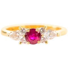 Tiffany & Co .40 Carat Red Ruby, Diamond and 18K Gold Ring