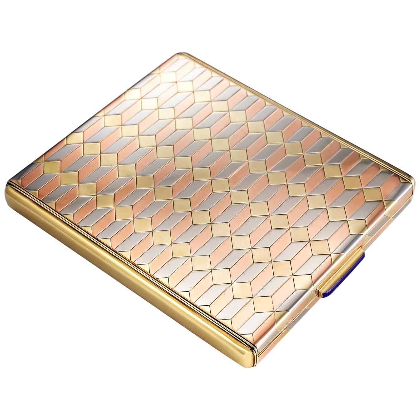 Tri-Colored Gold Mid-Century Compact