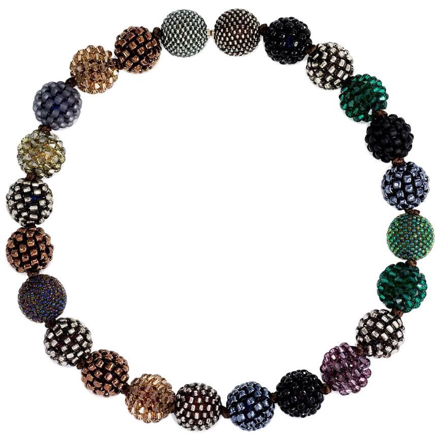 Axel Russmeyer Handmade Glass and Crystal Bead Necklace