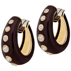 Rare Vintage Christian Dior Diamond Gold and Enamel Hoop Earrings 12