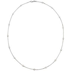 Bezel Set Diamond Necklace in 14 Karat White Gold
